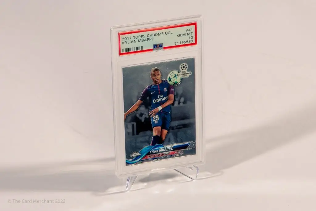 A trading card featuring Kylian Mbappe
